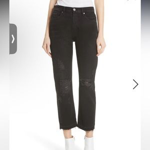 Frame Le Original Released Hem High Waist Jeans In Grey River
